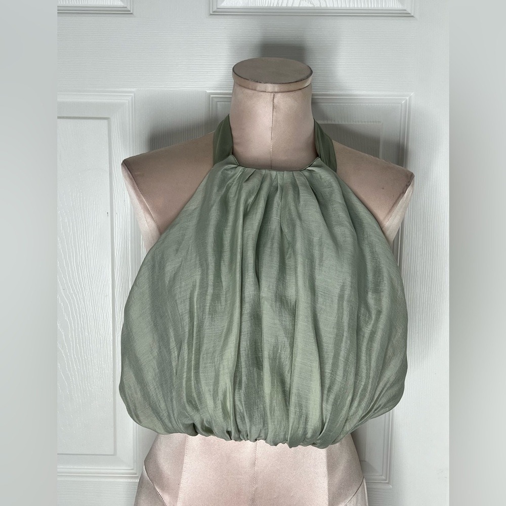 Mable Green Halter Tie Top Sz M - Picture 8 of 10